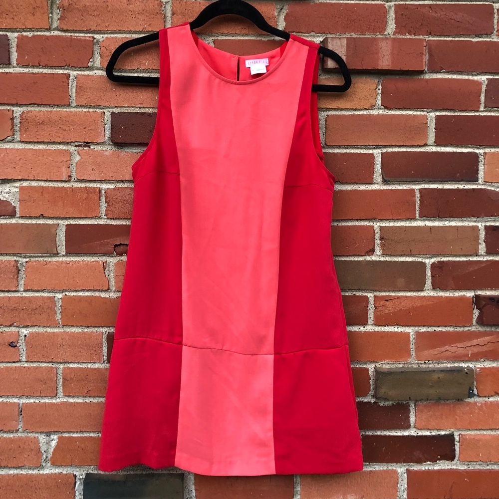 Colorblocked orange and coral dress